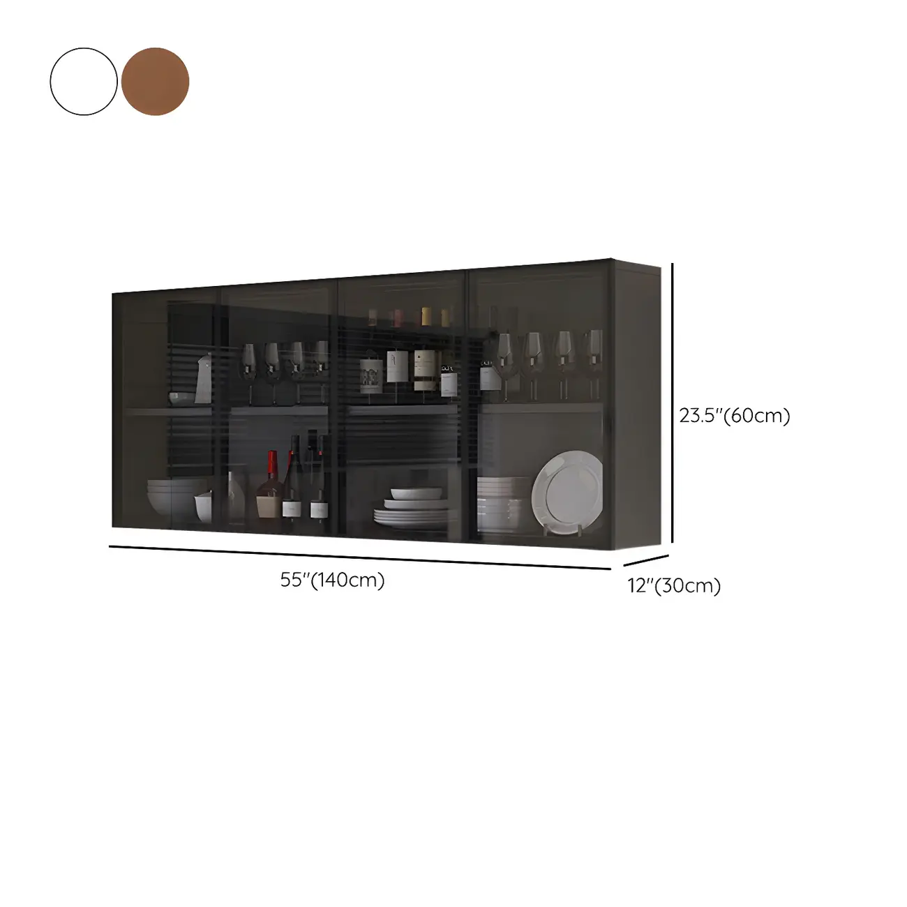 Kitchen Grey Wooden Wall-Mounted China Cabinet