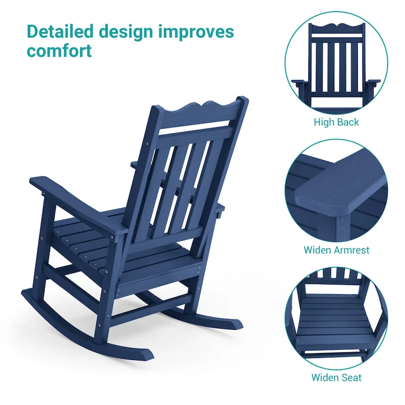 BONOSUKI Patio Adirondack Rocking Chair,Fire Pit Chair Weather Resistant