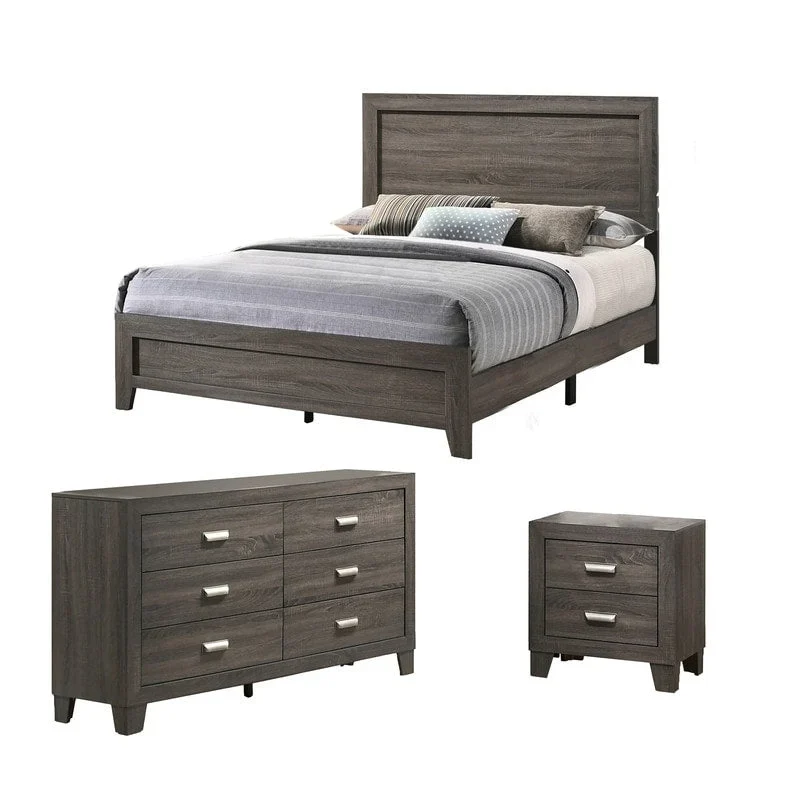 Best Quality Furniture Anastasia 3-piece Solid Grey Bedroom Set