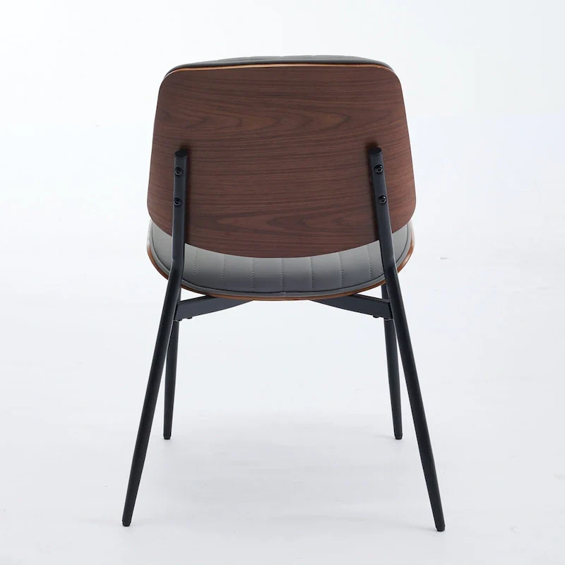 2PCS Faux Leather Chair with Metal Legs