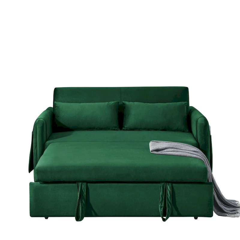 55 Modern Convertible Sofa Bed with 2 Detachable Arm Pockets
