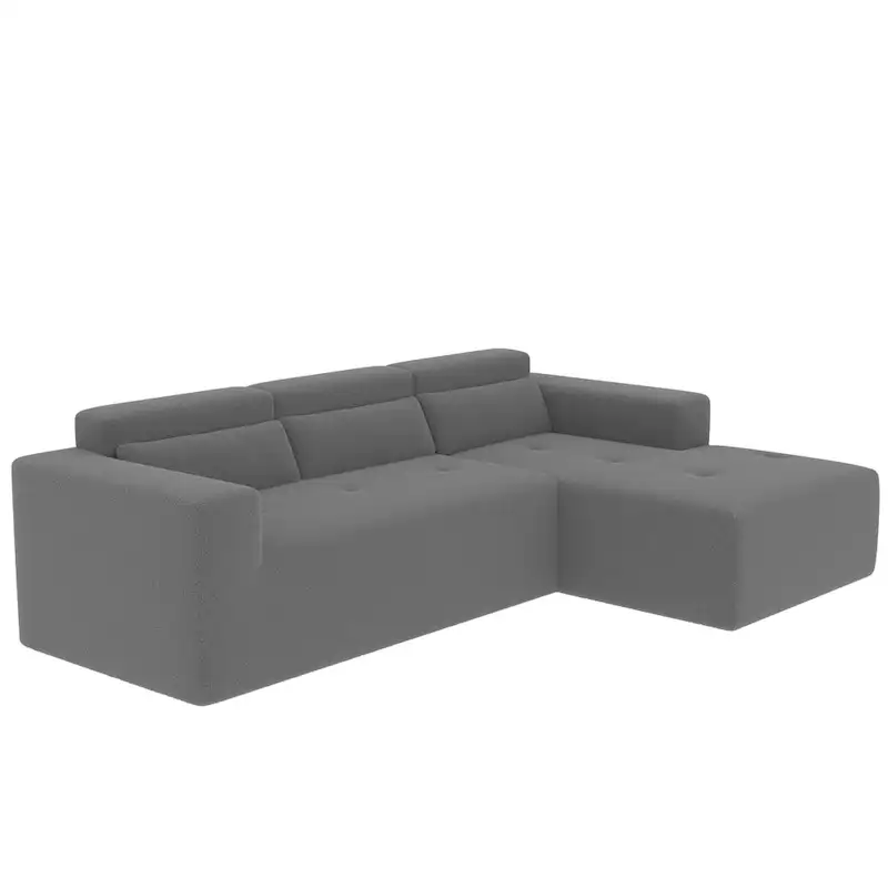 Christopher Knight Home - 109 Modern Modular Sectional Sofa, Teddy Fabric L-Shaped Couch with Chaise & Pillows