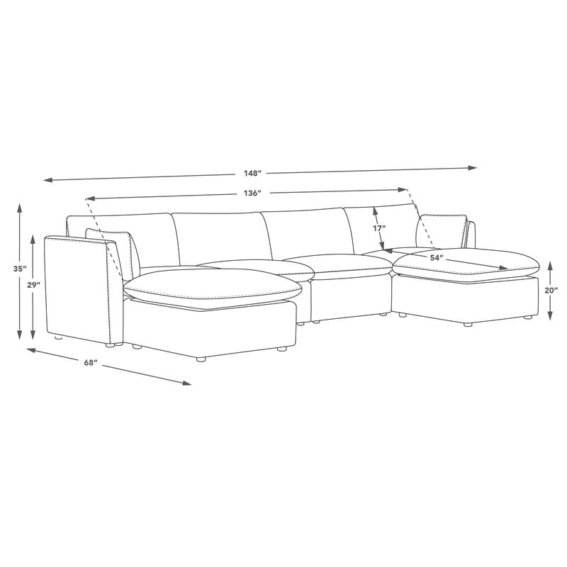 Cypress U-shape Sectional Couches Modular Sofa with Ottoman