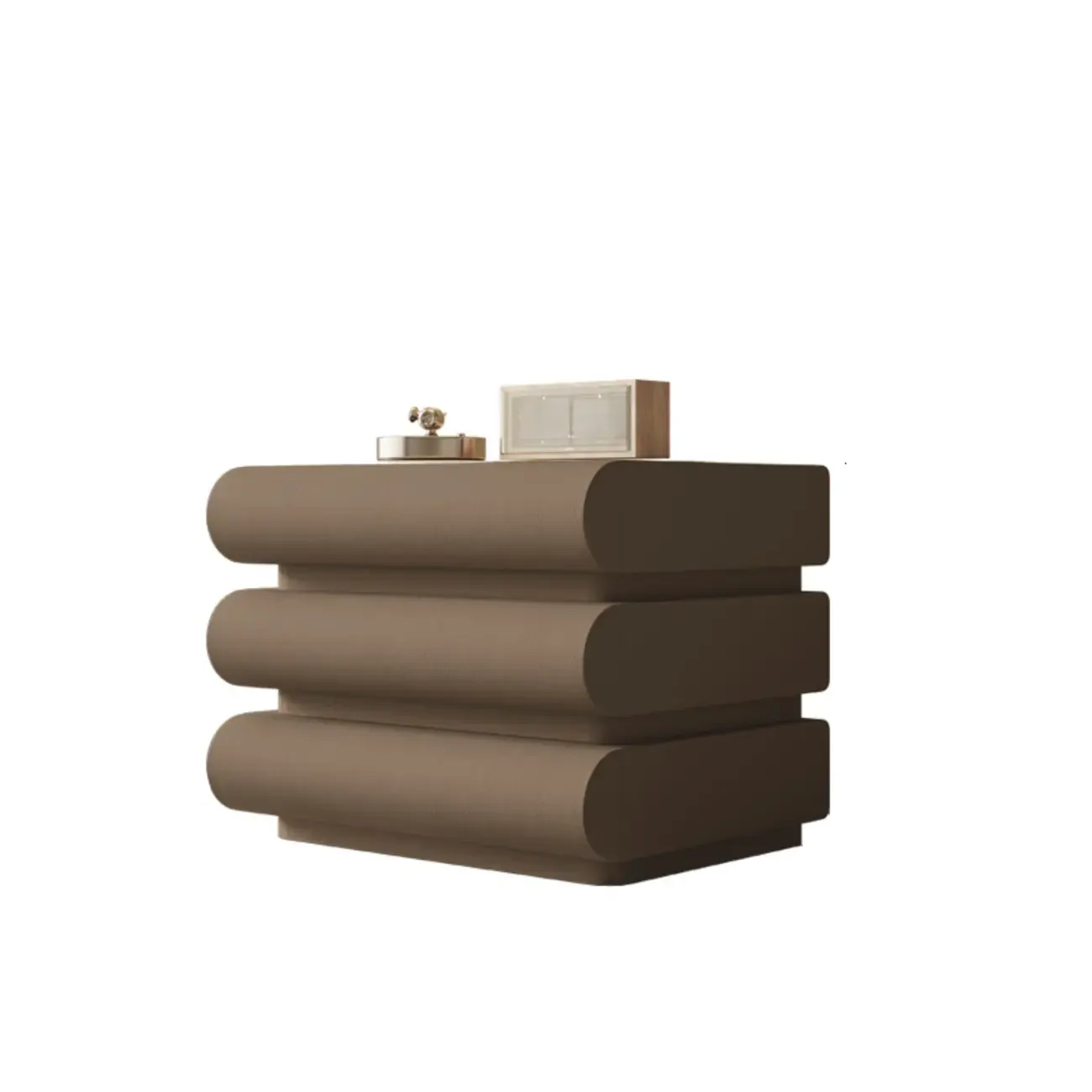 Modern Bedside Table with 3 Drawers in Off-White