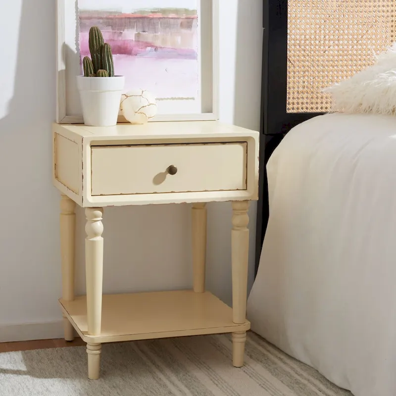 Pine Wood End Table with Sculptured Legs (18