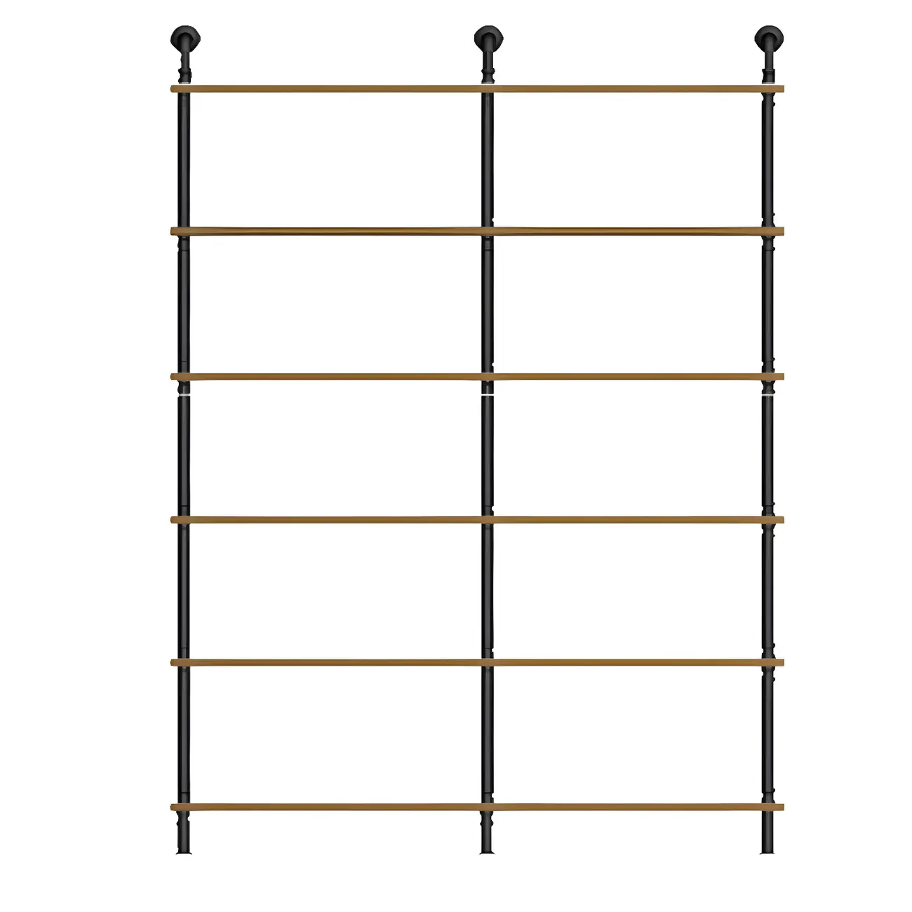 Industrial Black Wood Wall-Mounted Bookcase