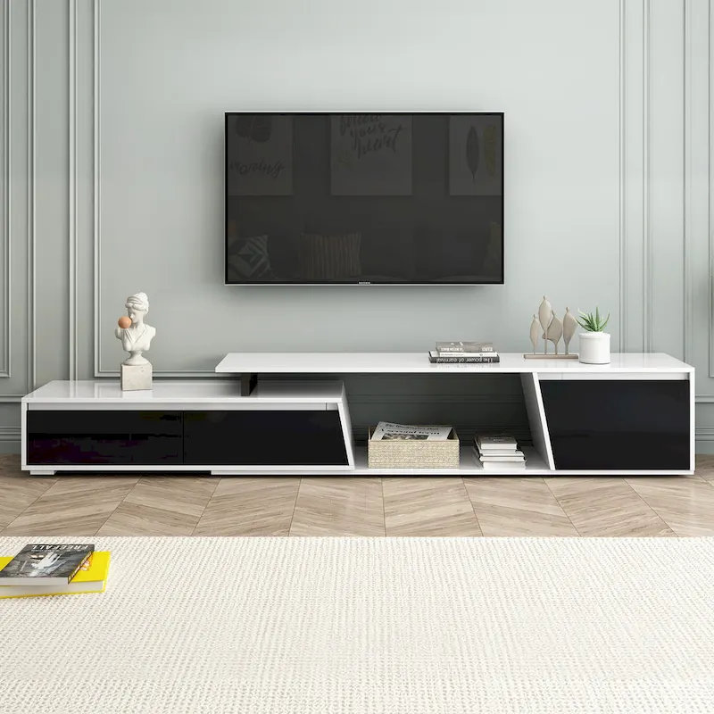 White Modern Extendable TV Stand for 100 TVs