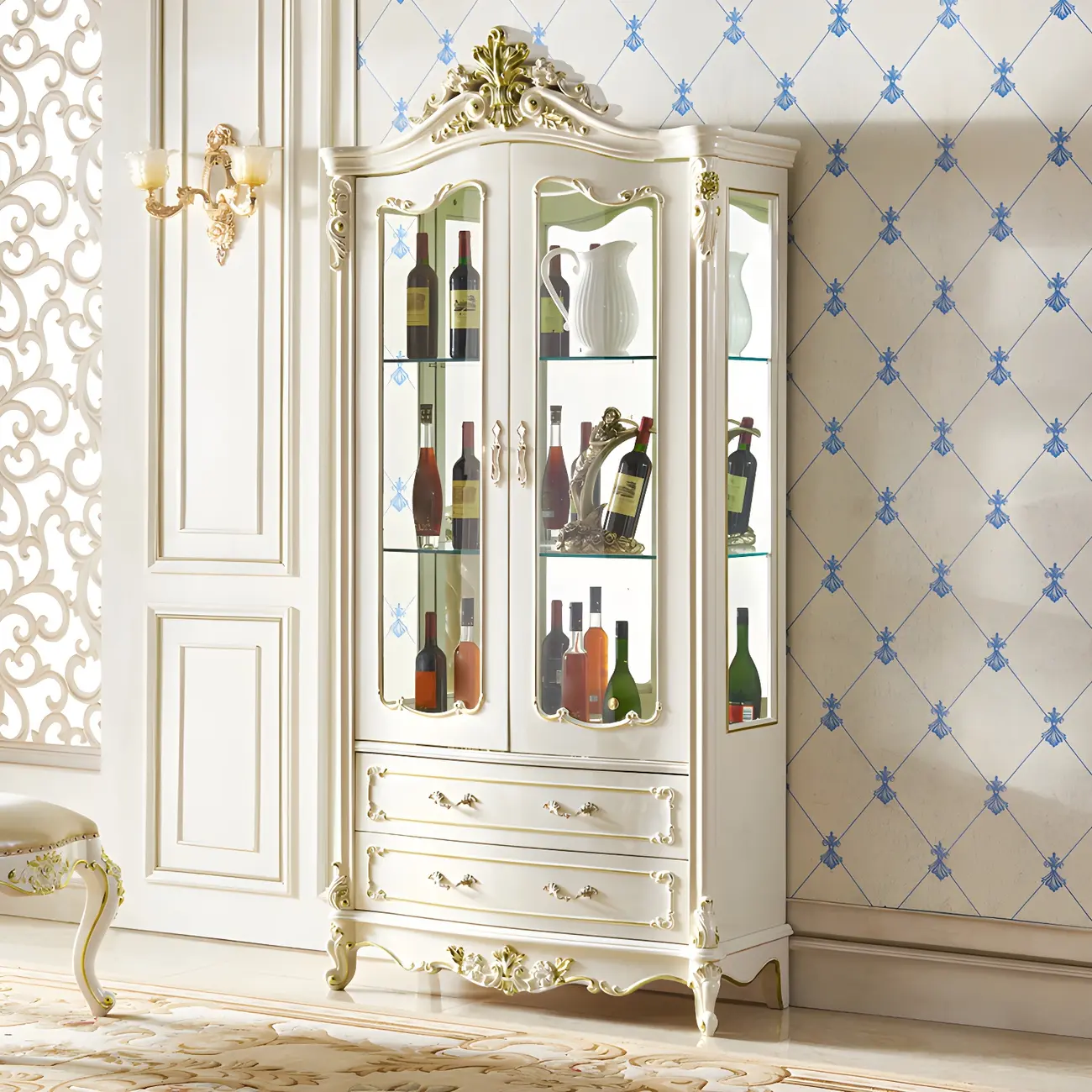 Traditional Solid Wood White Large Wine Rack