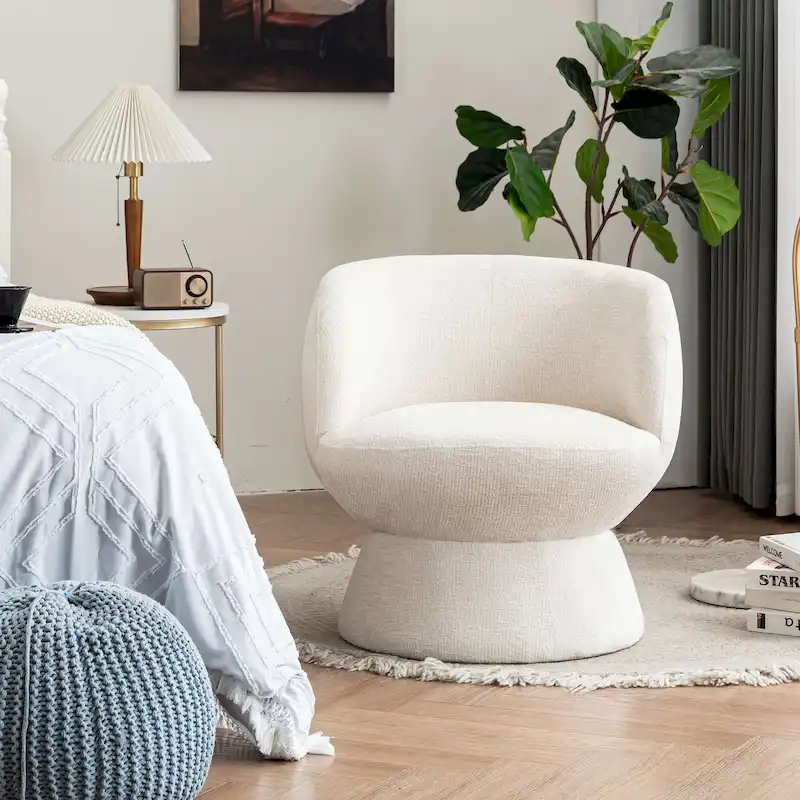 Set of1 Boucle Upholstered Modern Style Swivel Accent Chair