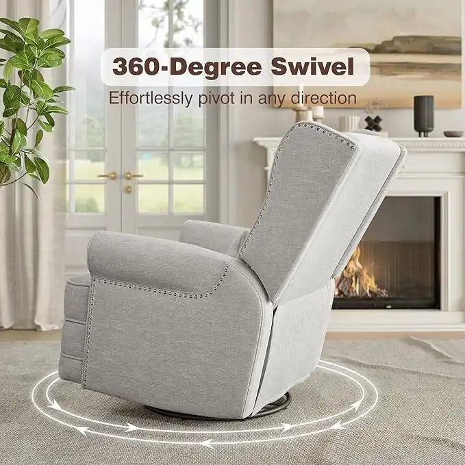 Swivel Recliner Chair with Extra Large Footrest, Grey