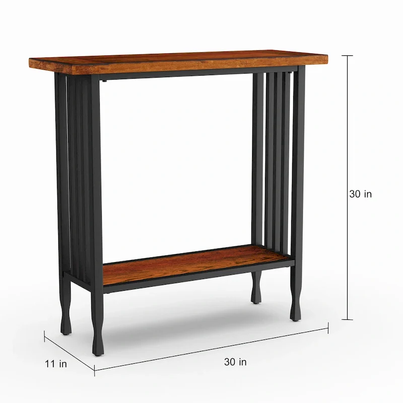 Matte Black Slatted Mission Oak Hall Stand