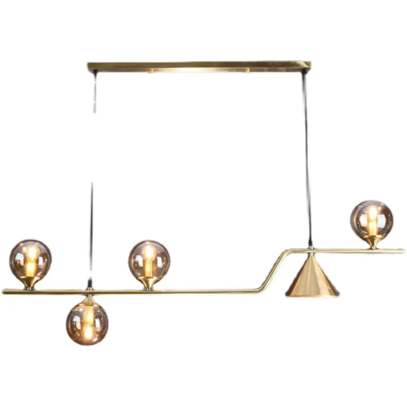 Dining Area Modern Brass Glass LED Island Pendant Light