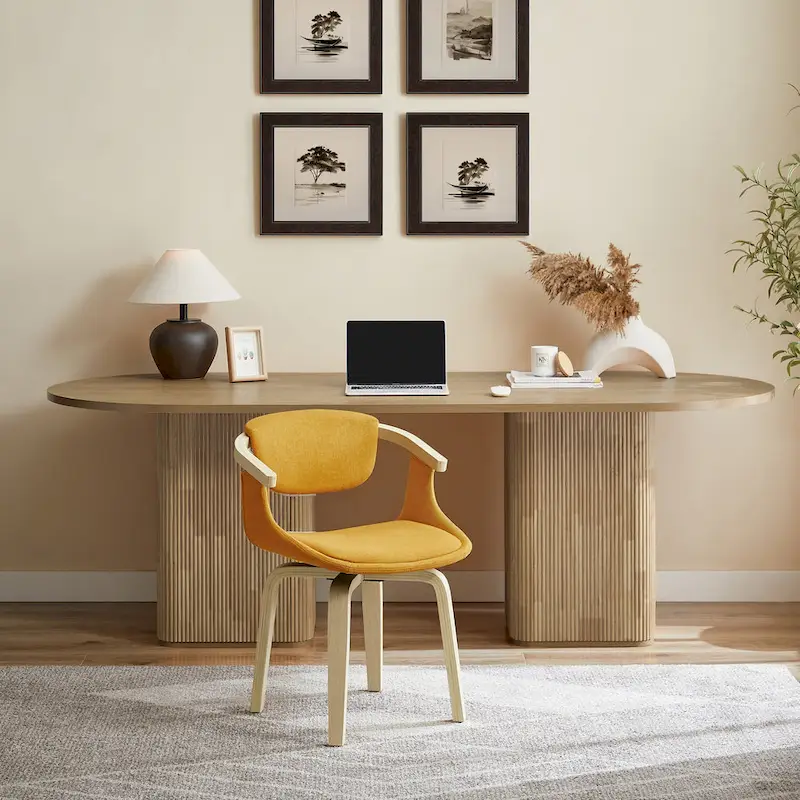 Art Leon Swivel Upholstered and Wood Accent Chair