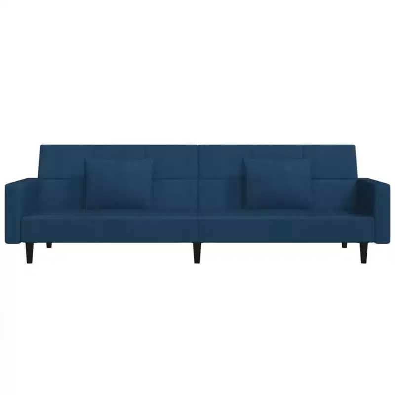 vidaXL 2-Seater Sofa Bed with Two Pillows Black Velvet