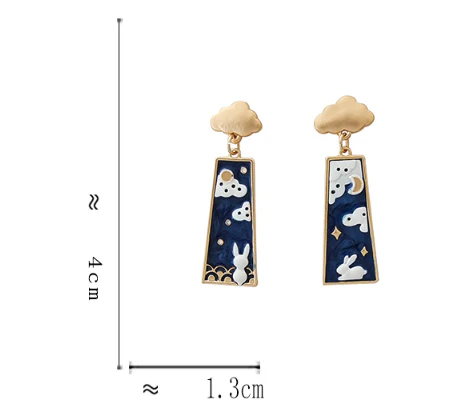 Luninana Earrings - Star Gazing Bunny Rectangle Earrings YBY054