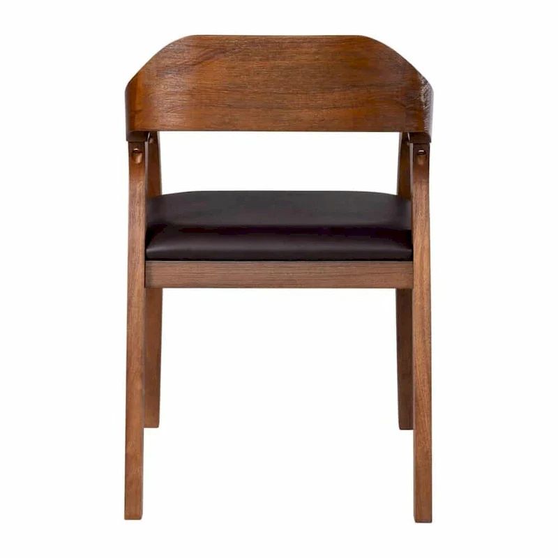 Rubberwood Dining Armchair with Faux Leather Seat