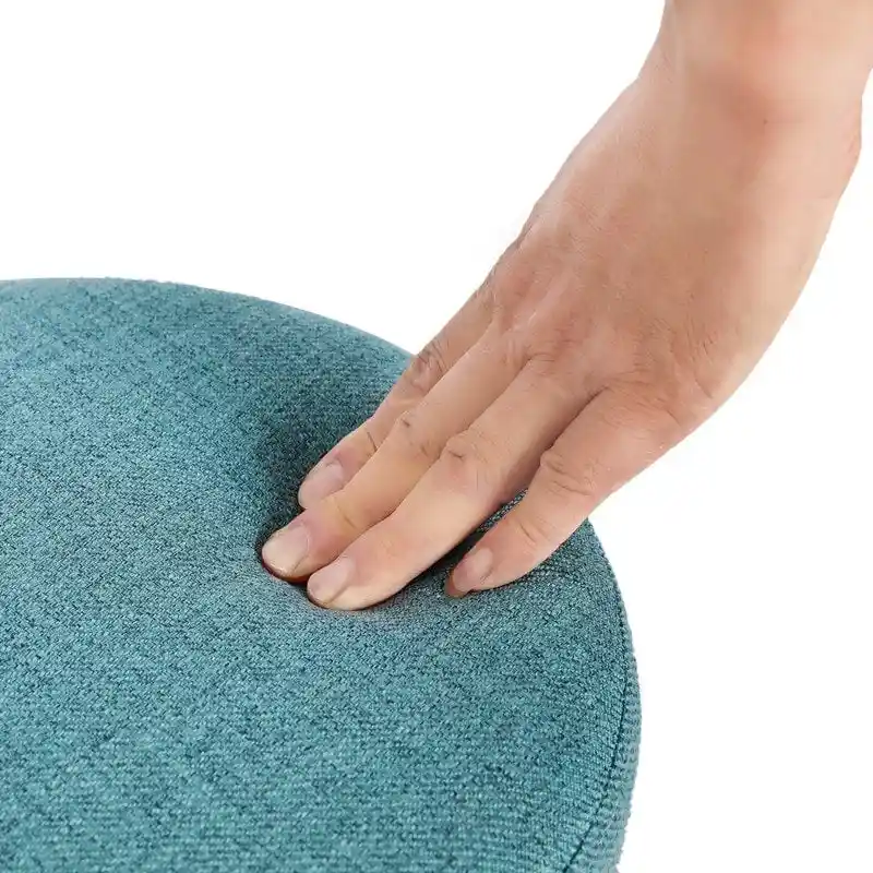 Adeco Modern Small Round Seat Fabric Ottoman Footrest Footstool Room
