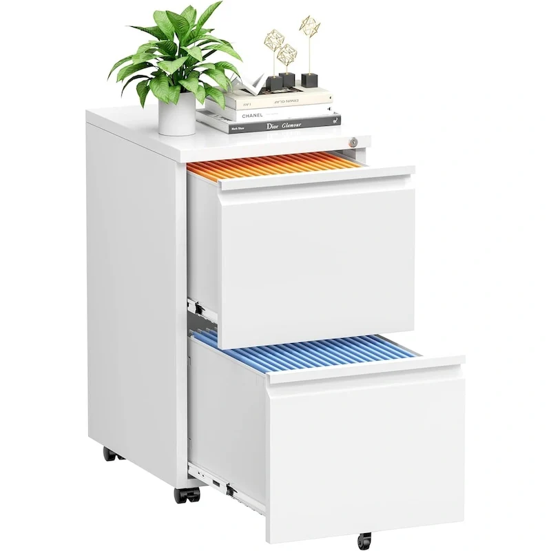 2 Drawer Metal Locking Office Mobile File Cabinet Rolling Storage Cabinet for Home Office