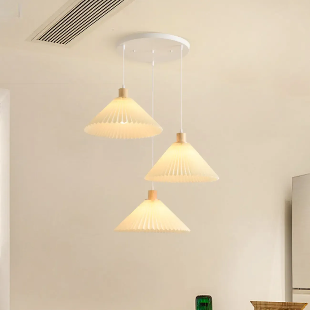 Modern Beige Pleated Fabric Kitchen Pendant Light
