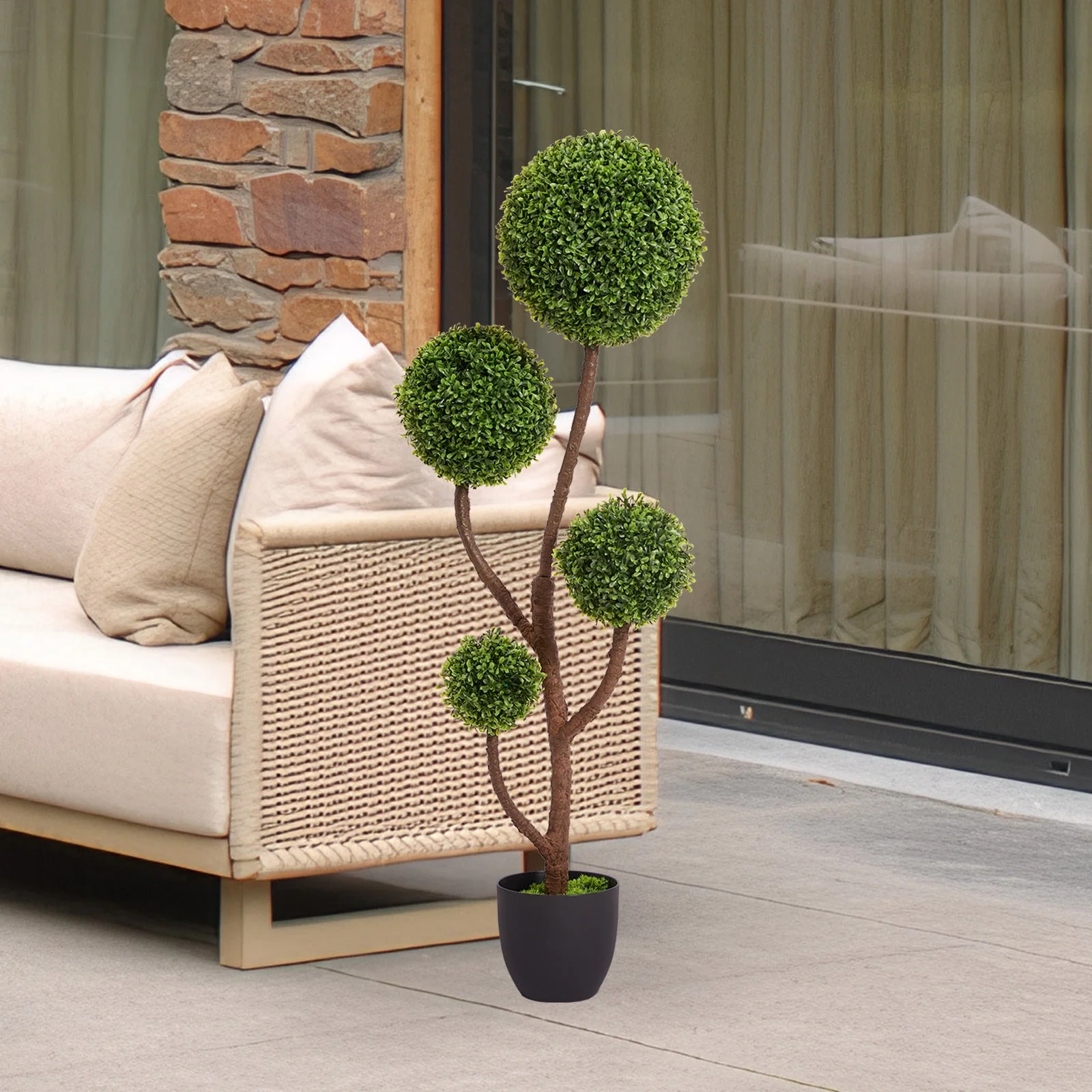 Walker Edison | Boxwood Topiary Ball Tree for Indoor Outdoor Decor