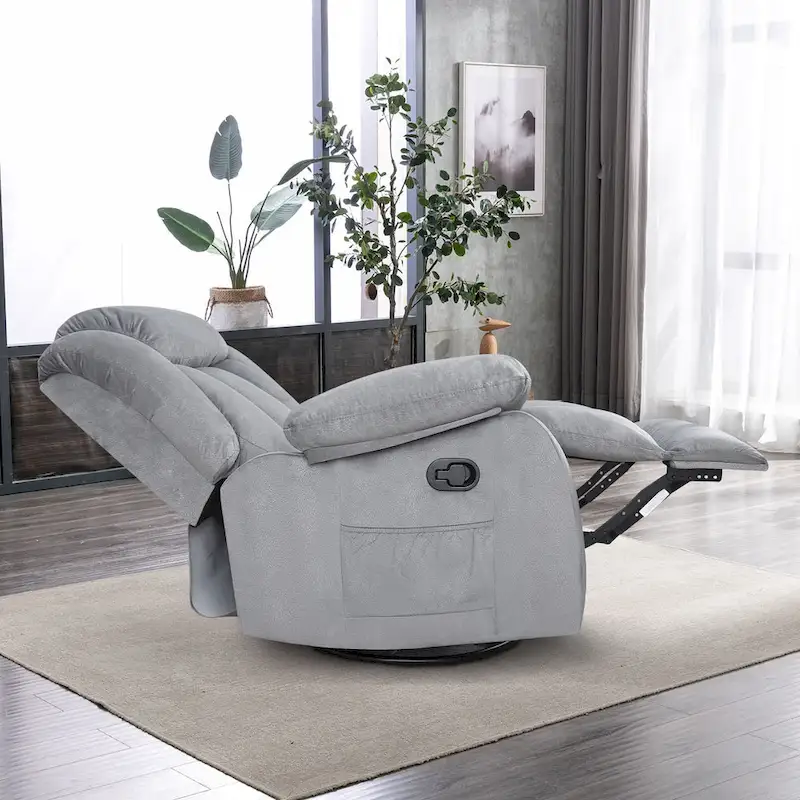 Soft Fabric Overstuff Manual Recliner with Massager and Heat