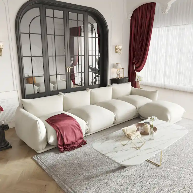 Modular Upholstered Sectional Sofas Chenille Fabric Lounge Counches