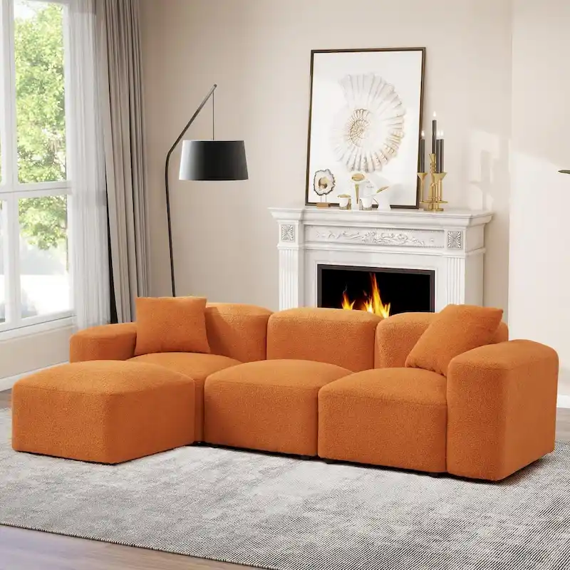 L-Shaped Modular Sectional Sofa with Chaise Lounge, 3-Seat