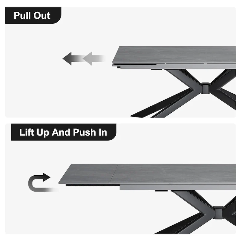 110.24  Extendable Rectangular Sintered Stone Dining Table - 78.74  to 110.24