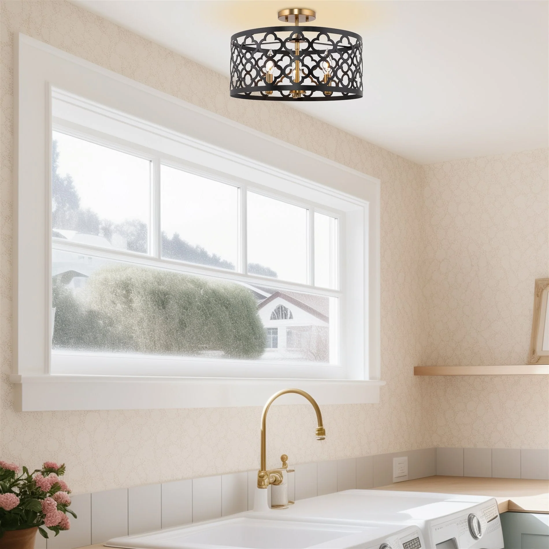 Sutton 16 3-Light Modern Semi-Flush Mount Ceiling Light