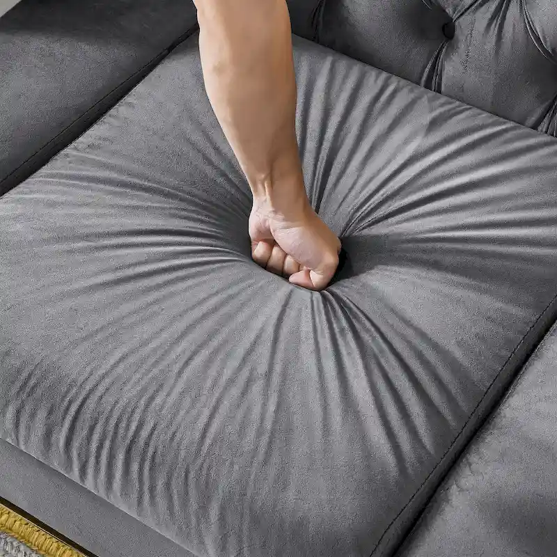 84 Luxury Chesterfield Velvet Sofa with Gold Trim