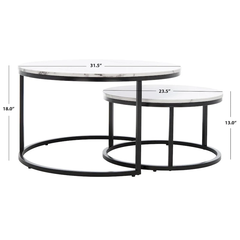 2 Round Nesting Coffee Table - 43 L x 36 D x 18 H - 32Wx32Dx18H