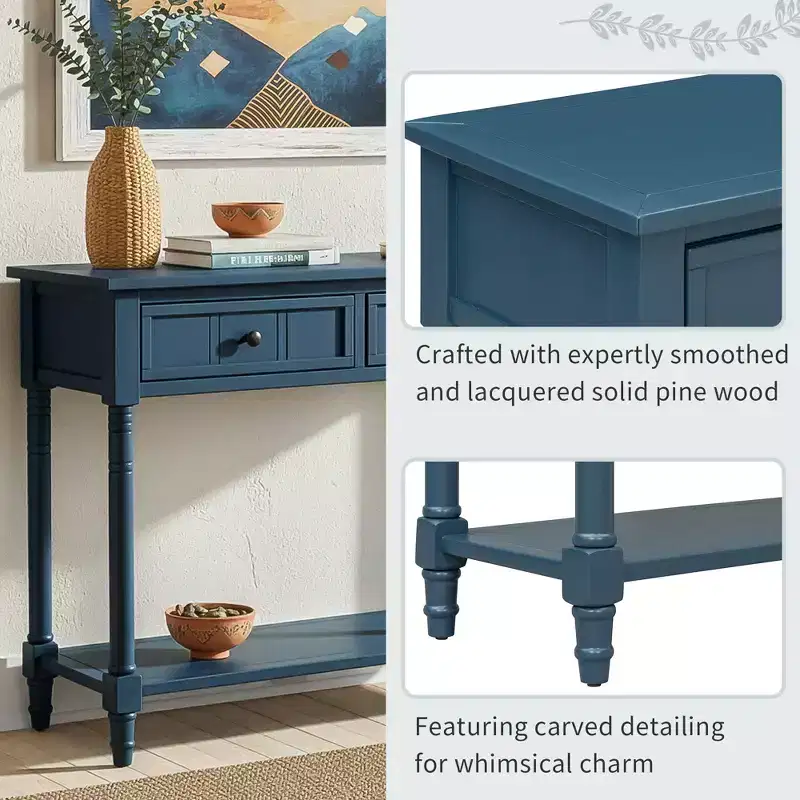 GDFStudio Darren Traditional Entryway Console Table with 2 Drawers and Bottom Shelf