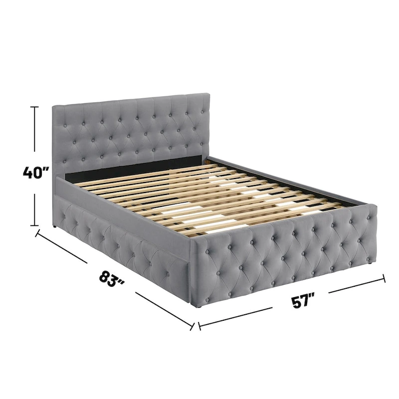 Fabric Fully Upholstered Full Bed with Trundle