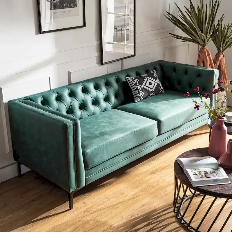 Calymne 84 Classic Square Arms Sofa with Button-Tufted Back by HULALA HOME