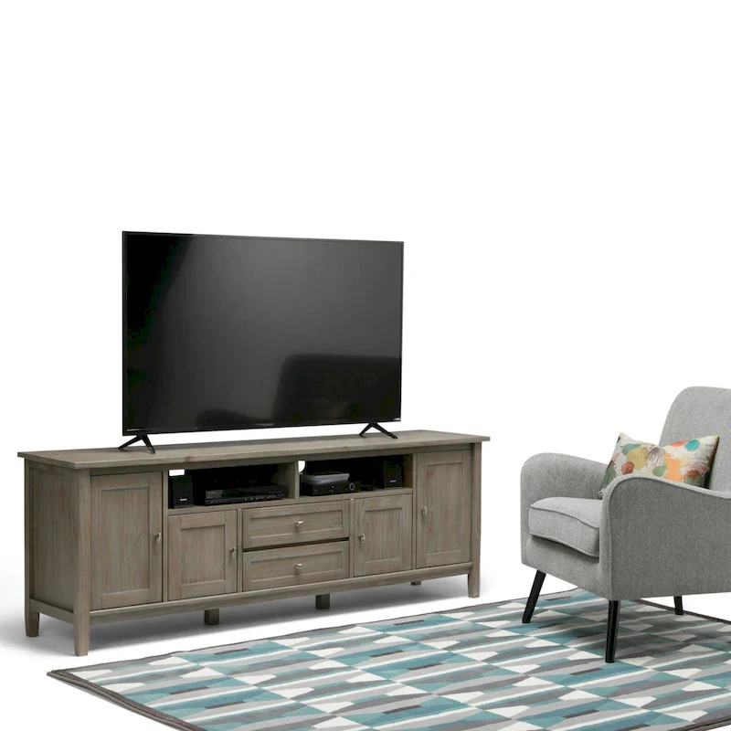 WYNDENHALL Norfolk SOLID WOOD 72 inch Wide TV Media Stand For TVs up to 80 inches - 72 W x 17.5 D x 26 H