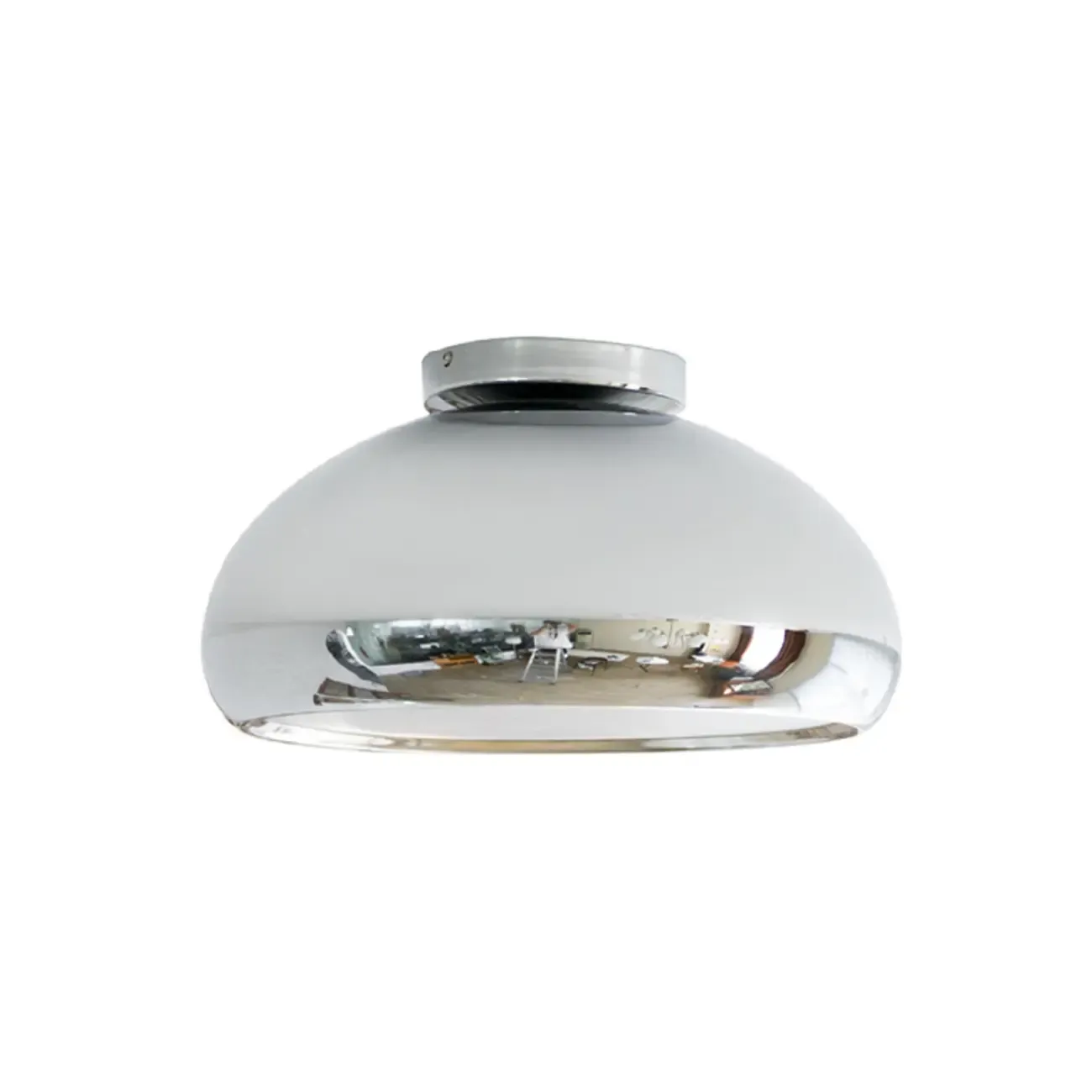 Modern Silver Round Semi Flush Ceiling Light
