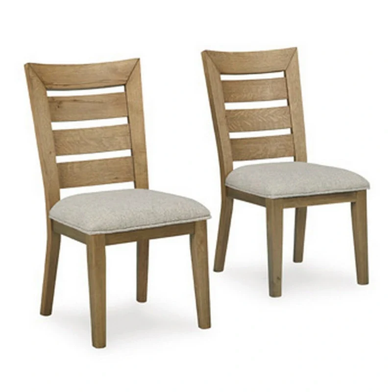 Sili 24 Inch Dining Chair Set of 2, Cushioned, Curved Ladder Back, Brown