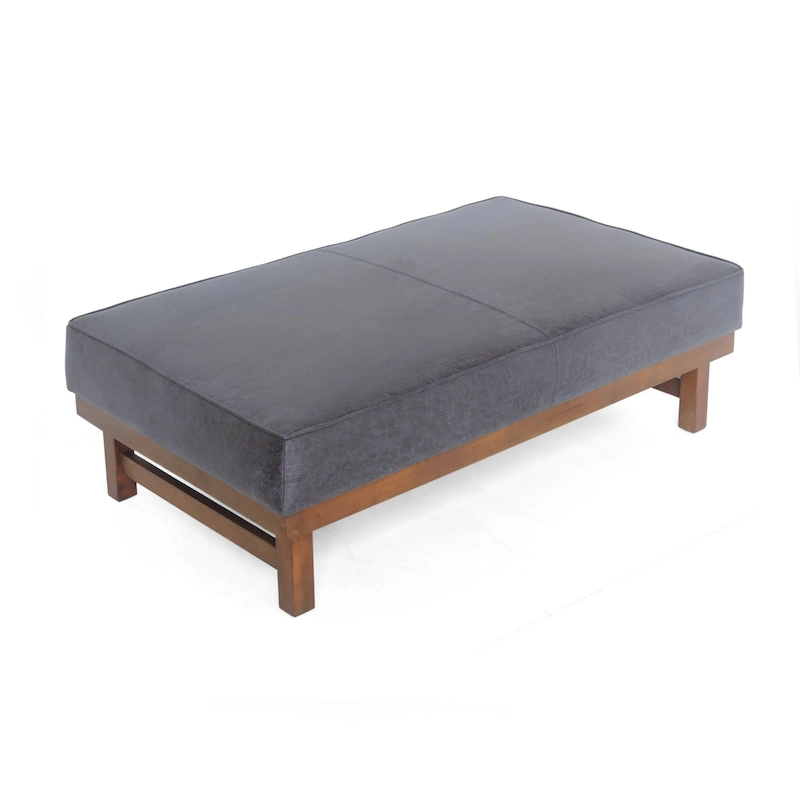 Hillman Modern Microfiber Cocktail Ottoman with Wood Frame by Christopher Knight Home
