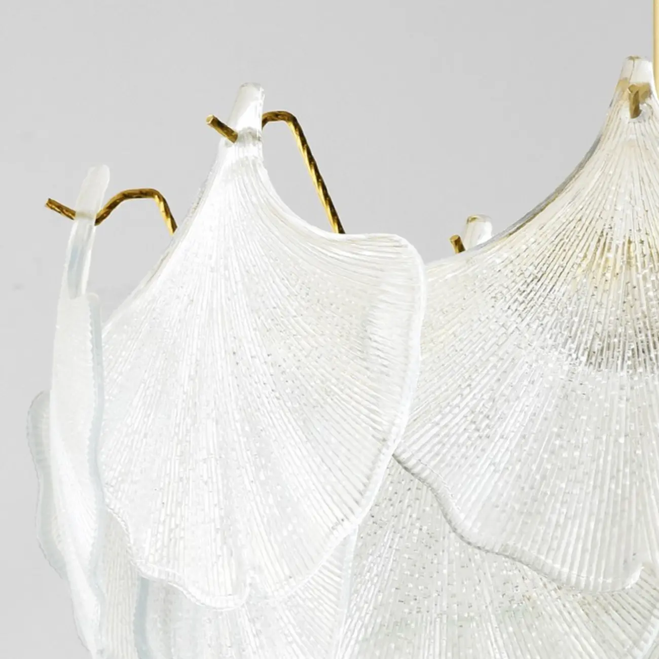 Elegant Gold Glass Leaf Semi Flush Mount Ceiling Light