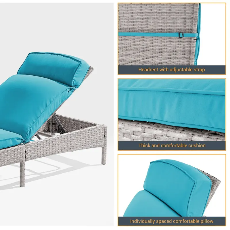 LIVOOSUN Patio Chair Rattan Single Lounge Water-Repellent Cushion