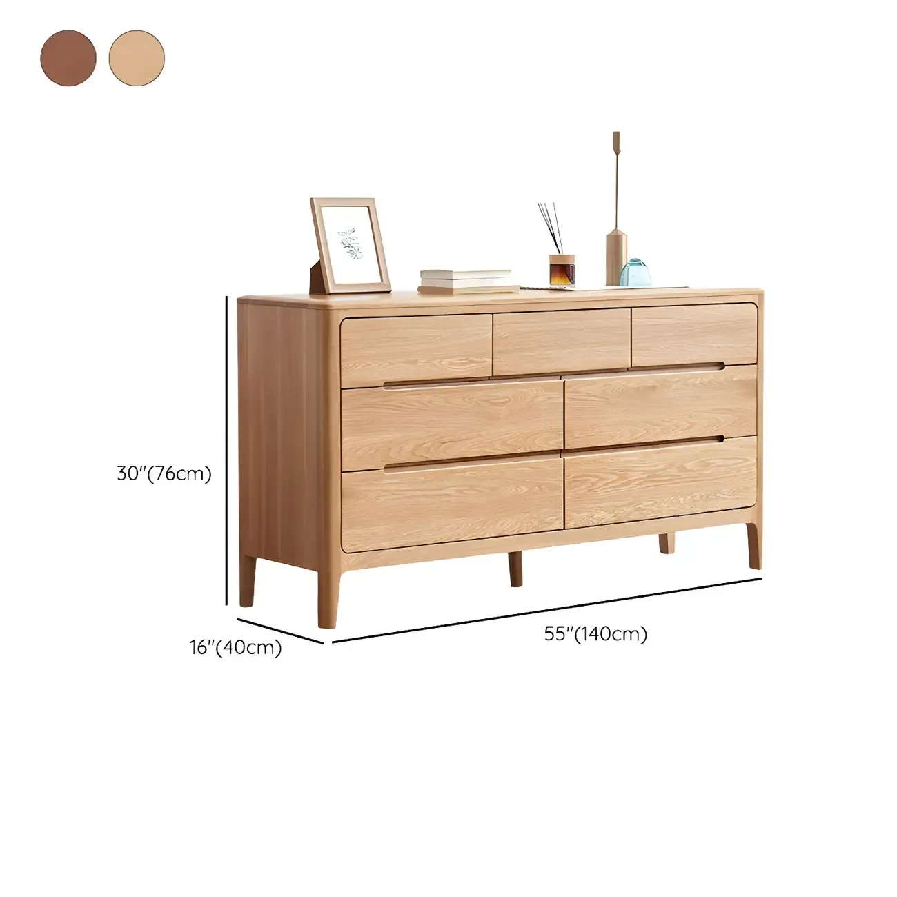 Traditional Natural Solid Wooden Double Dressers with Drawers