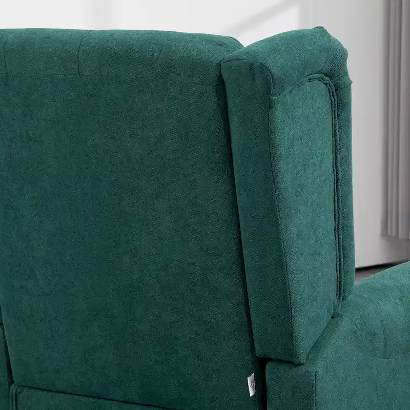 Button-Tufted Accent Chair with High Wingback, Rounded Cushioned Armrests and Thick Padded Seat, Dark Green