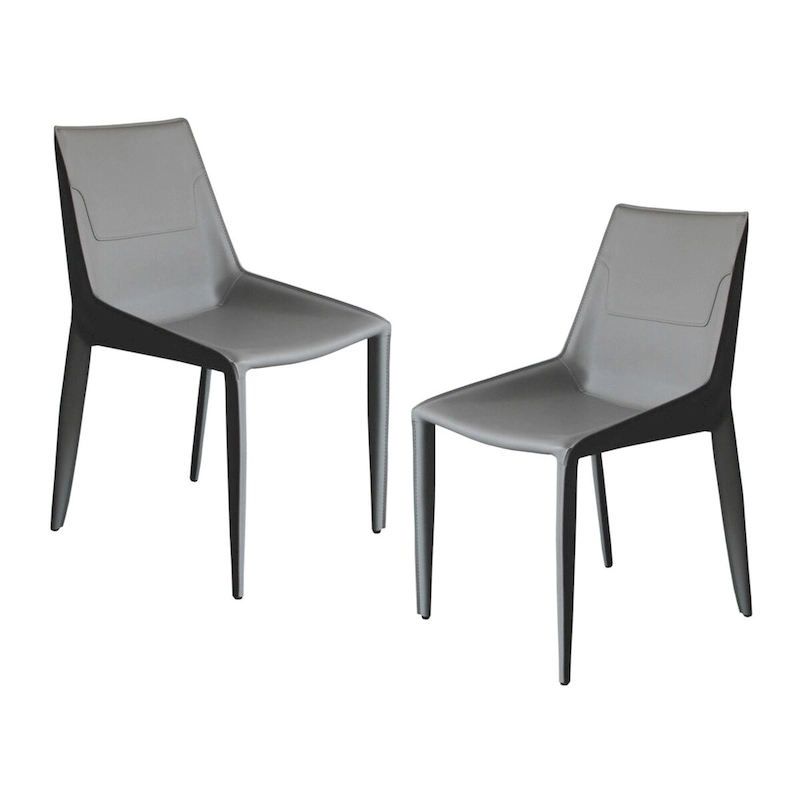 Modrest Halo Modern Light Grey Saddle Leather Dining Chair (Set of 2)