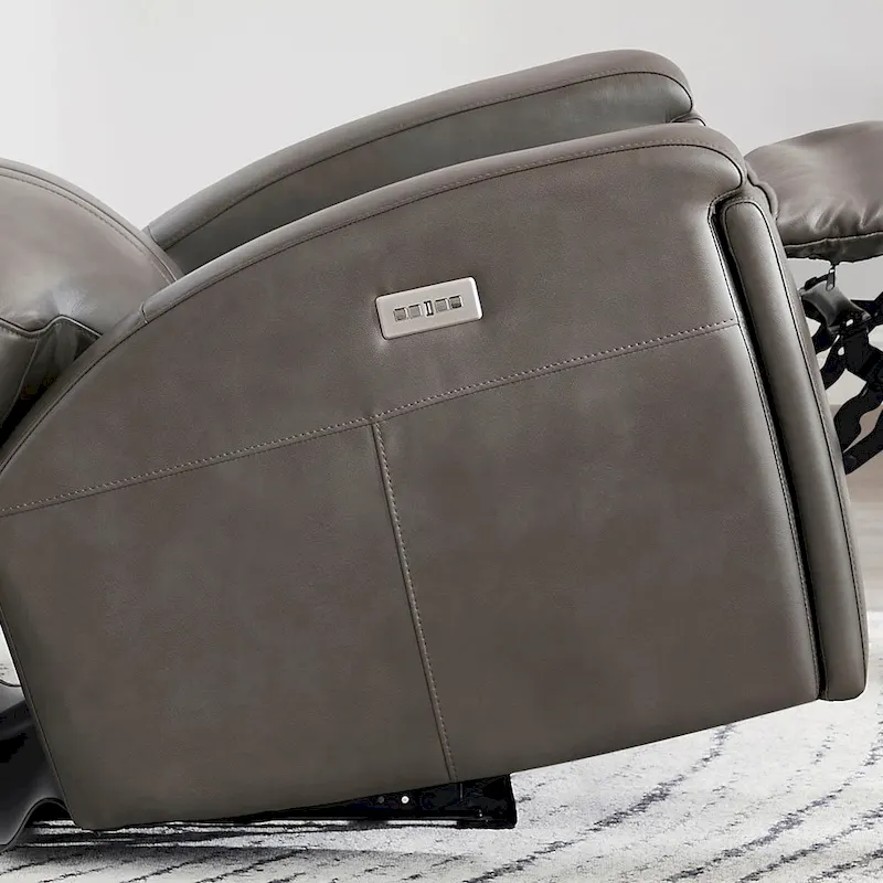 Hydeline Venice Zero Gravity Power Recline and Headrest Top Grain Leather Recliner with Cup Holder