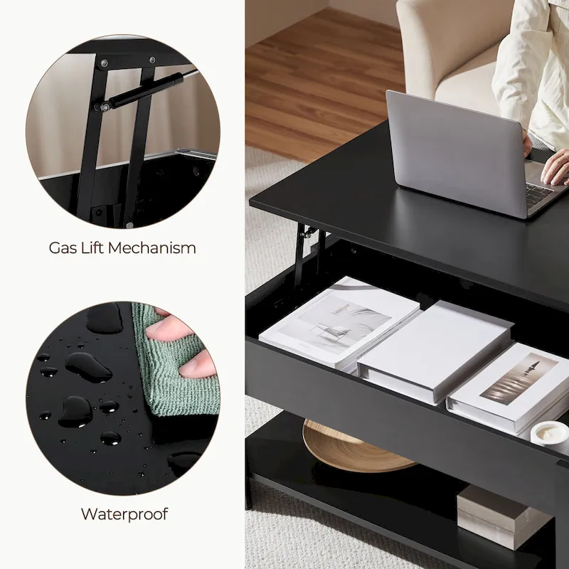 Yaheetech 47.5 Lift Top Coffee Table, Hidden Compartment/ Open Shelf