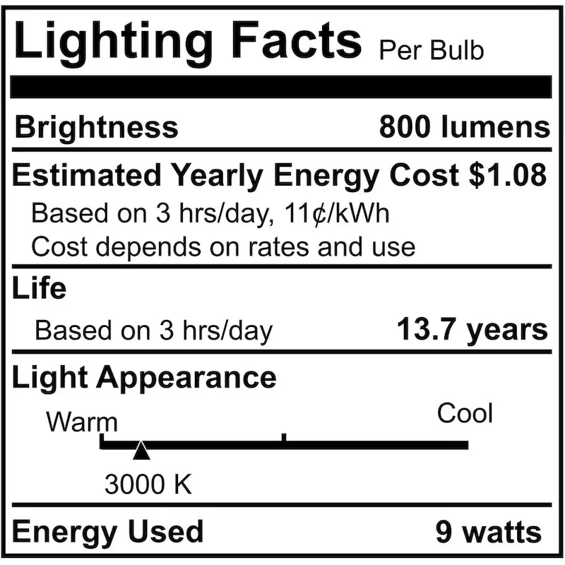 Bulbrite 9 Watt LED A19 Light Bulbs, Warm Dimming 3000K (Soft White) - 1800K (Candlelight), 800 Lumens, (2 Pack) - 2 Pack