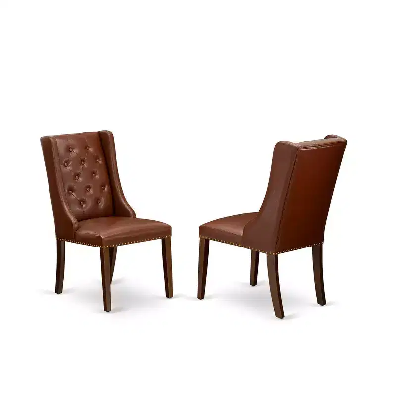Brown Faux Leather Round Dining Set, 5-Piece, Seats 4