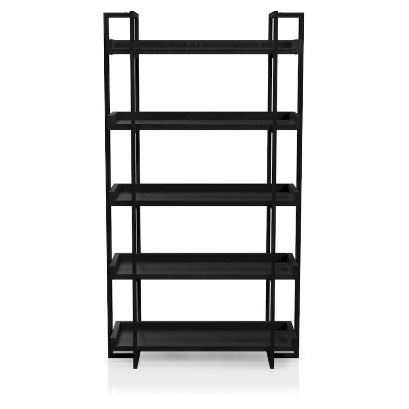 Ganesh Rustic Black Metal 5-Tier Ladder Shelf by Carbon Loft