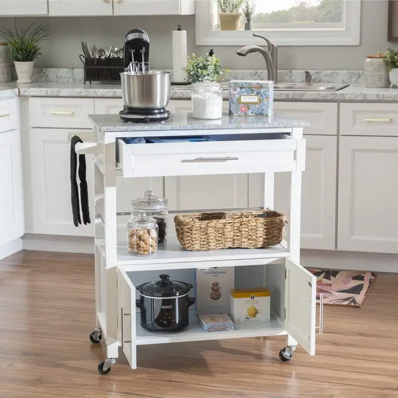 Barbara Rolling Mobile Kitchen Cart with Granite Top
