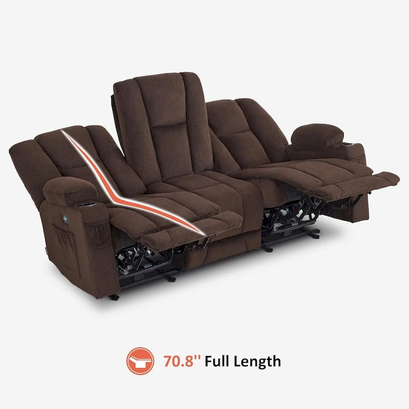 MCombo Electric Power Reclining Sofa with Massage and Lumbar Heat, Fabric 6015/6025/6035/6045